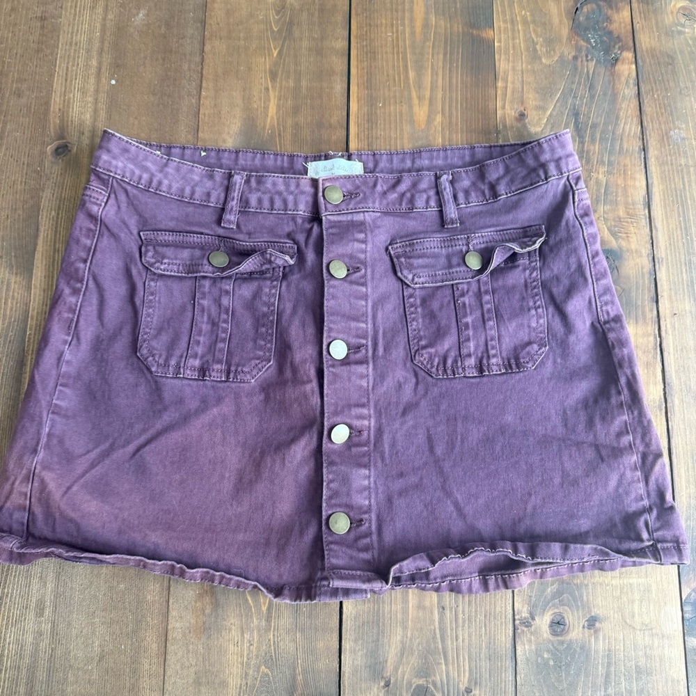 Altar’d State Purple Button Down Mini Skirt